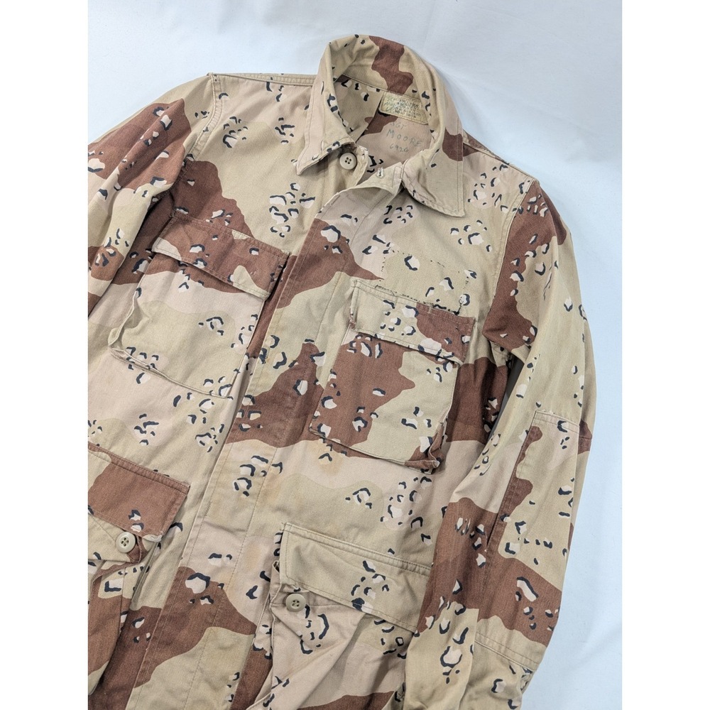 1984 US Military BDU 6-Color Desert Storm Chip Camo Coat Shirt  Small Reg *Stain